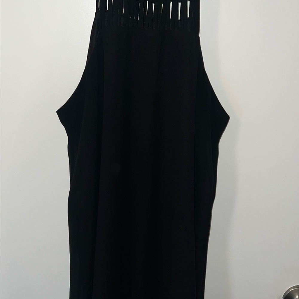 Lulus Large Tell Me Swing Mini Dress Apron Neckline Lightweight Lined Black - Picture 7 of 7